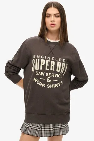 Superdry Vrouwen Oversized Workwear Sweatshirt met Applicatie Grootte: L