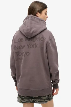 Superdry Vrouwen Core Logo City Hoodie met Losse Pasvorm Grootte: L
