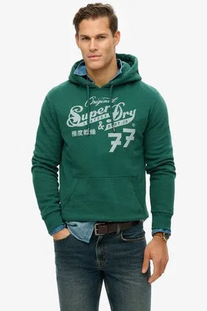 Superdry Mannen Leather & Boot Co Script Hoodie Grootte: Xxl
