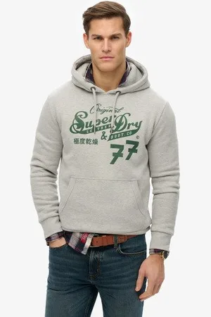 Superdry Mannen Leather & Boot Co Script Hoodie Grootte: S