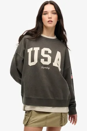 Superdry Vrouwen Athletic Essentials Relaxed Sweatshirt met Ronde Hals Grootte: 40