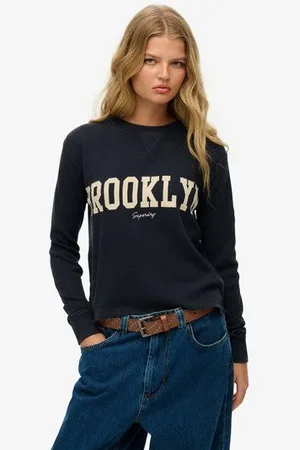 Superdry Vrouwen Athletic Essential top met Print en Lange Mouwen Grootte: 36