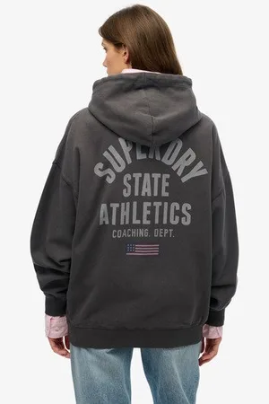 Superdry Vrouwen Athletic Essentials Oversized Hoodie met Rits Grootte: 38