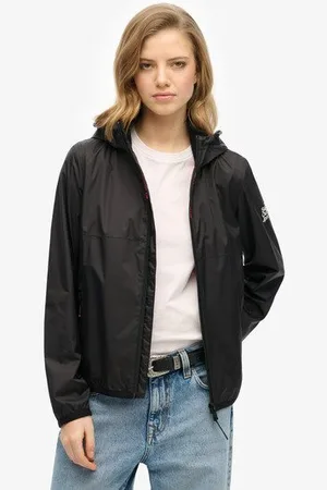 Superdry Vrouwen Windbreakerjas met Capuchon en Logo Grootte: 36