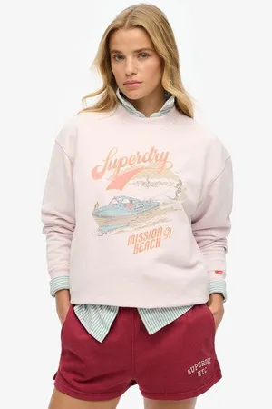 Superdry Vrouwen Ruim Souvenir Sweatshirt met Grafische Print en Ronde Hals Grootte: 44