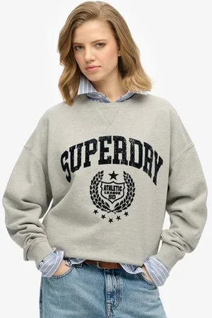 Superdry Vrouwen Athletic Flock Sweatshirt met Relaxte Pasvorm Grootte: 38