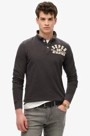 Superdry Mannen Vintage Athletic Polo met Lange Mouwen Grootte: XL