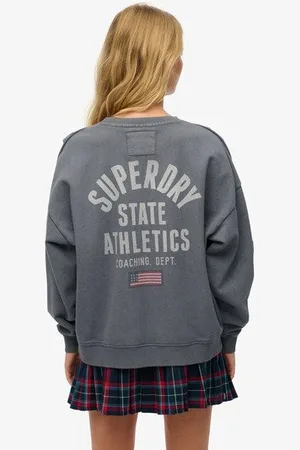 Superdry Vrouwen Athletic Essentials Sweatshirt met Ronde Hals en Print Grootte: 44