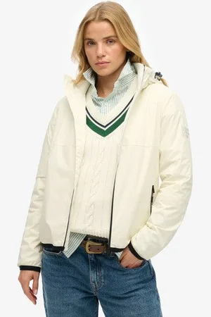 Superdry Vrouwen Windbreakerjas met Capuchon en Logo Grootte: 36