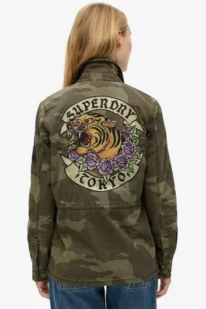 Superdry Vrouwen Military Field jas met Borduursel Grootte: 38