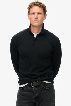 Superdry Mannen Merino Polotrui met Lange Mouwen Grootte: Xxxl