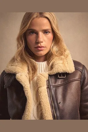 Superdry Vrouwen Kort Aviatorjack van Imitatielamsvacht Grootte: 40