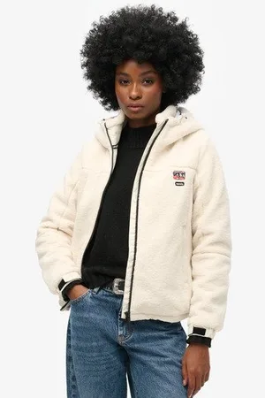 Superdry Vrouwen Trekker jas van Borg met Capuchon Grootte: 42