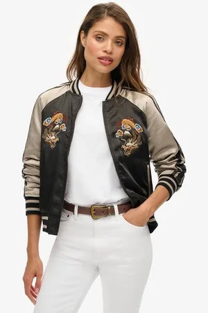 Superdry Vrouwen Sukajan Bomberjack met Borduursel Grootte: 40