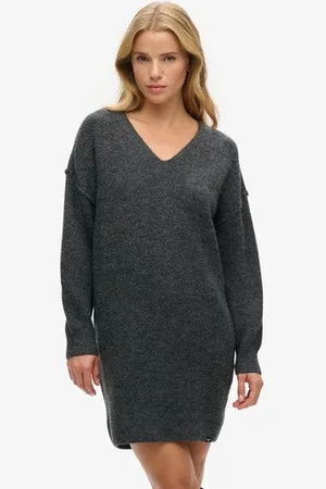 Superdry Vrouwen Gebreide Jurk met V-hals Grootte: 36