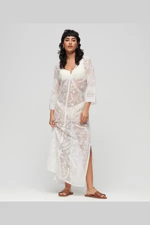 Superdry Vrouwen Beach Cover Up Maxi-jurk met Kanten Details Grootte: 42