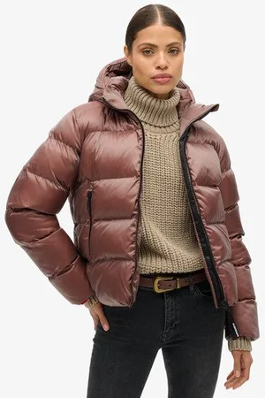 Superdry Vrouwen Luxe Sports Pufferjas met Capuchon Grootte: 42