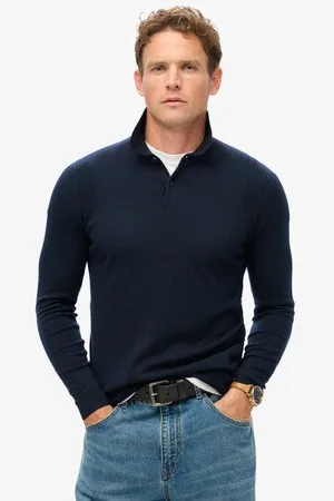 Superdry Mannen Merino Polotrui met Lange Mouwen Grootte: Xxxl