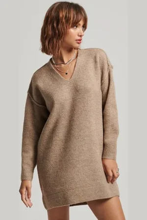 Superdry Vrouwen Gebreide Jurk met V-hals Grootte: 42