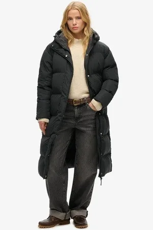 Superdry Vrouwen Lange Pufferjas met Capuchon Grootte: 42