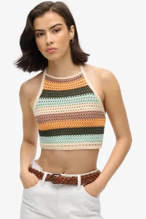 Superdry Vrouwen Kort Gehaakt Haltertopje Grootte: 36