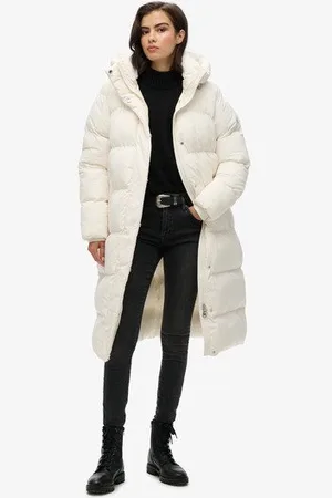 Superdry Vrouwen Lange Pufferjas met Capuchon Grootte: 40