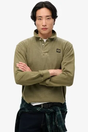 Superdry Mannen Rugbyshirt met Lange Mouwen en Contrasterend Stiksel Grootte: XL