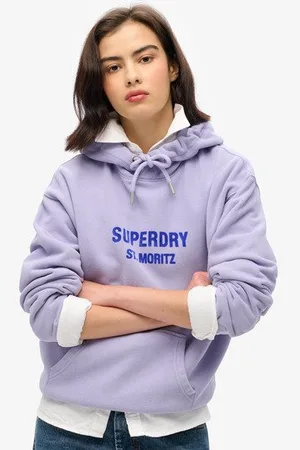 Superdry Vrouwen Sport Luxe Hoodie met Losse Pasvorm Grootte: 40
