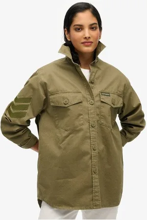 Superdry Vrouwen Verfraaid Oversized Overhemd in Militaire Stijl Grootte: 36
