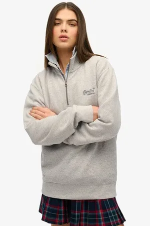 Superdry Vrouwen Oversized Essential Sweatshirt met Halve Rits en Logo Grootte: XL