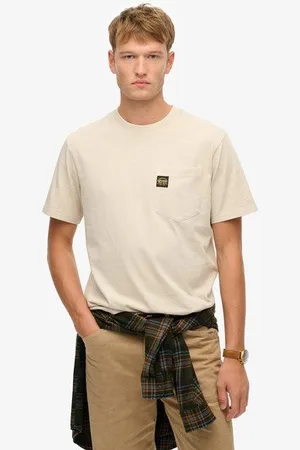 Superdry Mannen T-shirt met Borstzak en Contrasterend Stiksel Grootte: Xxl