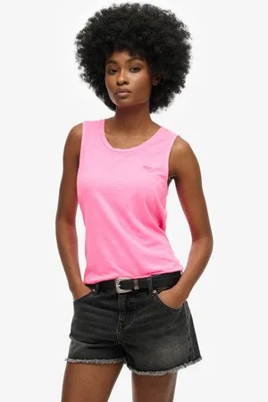 Superdry Vrouwen Tanktop met Laag Uitgesneden Ronde Hals Grootte: 36