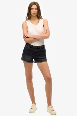 Superdry Vrouwen Denim Hot Short met Middelhoge Taille Grootte: 30
