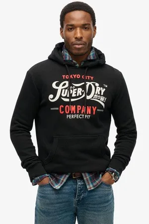 Superdry Mannen Perfect Fit Script Hoodie Grootte: L