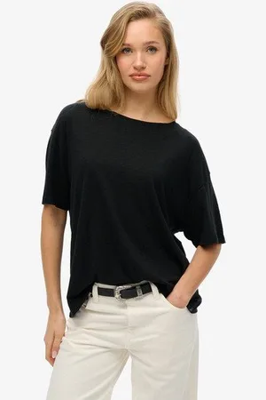 Superdry Vrouwen Studios T-shirt met Verlaagde Schouders Grootte: 42