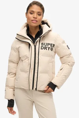 Superdry Sport Wijdvallende Ski Pufferjas met Capuchon Grootte: 40