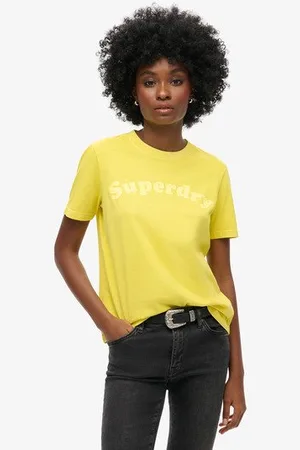 Superdry Vrouwen Cooper T-shirt met Relaxte Pasvorm en Ton-sur-ton Logo Grootte: 40