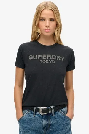 Superdry Vrouwen Aansluitend Sport Luxe T-shirt met Print Grootte: 38