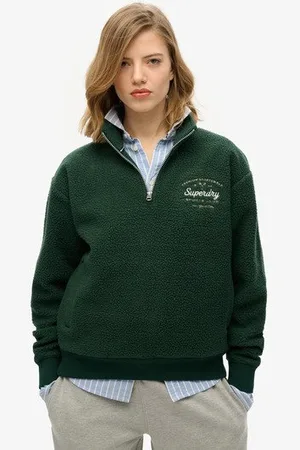 Superdry Vrouwen Country Club Fleecesweatshirt met Halve Rits Grootte: 40