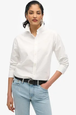 Superdry Vrouwen Slim Oxford-overhemd met Lange Mouwen Grootte: 42