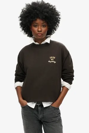 Superdry Vrouwen Losvallend Workwear Sweatshirt met Print Grootte: 42