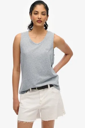 Superdry Vrouwen Tanktop met Laag Uitgesneden Ronde Hals Grootte: 38
