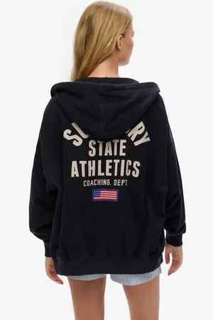 Superdry Vrouwen Athletic Essentials Oversized Hoodie met Rits Grootte: 40