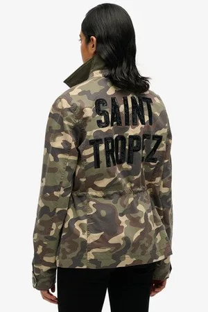Superdry Vrouwen M65 Military Jack met Versieringen Grootte: 42