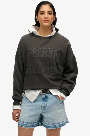 Superdry Vrouwen Athletic Essentials Tonal Sweatshirt met Ronde Hals en Appliqué Grootte: 42