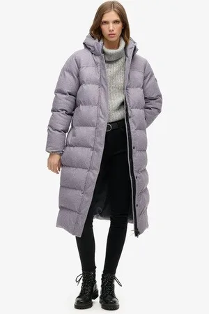 Superdry Vrouwen Lange Pufferjas van Tweed Grootte: 36