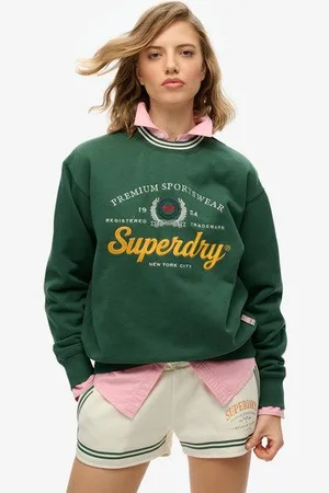 Superdry Vrouwen Country Club Ruimvallend Sweatshirt met Ronde Hals Grootte: 42