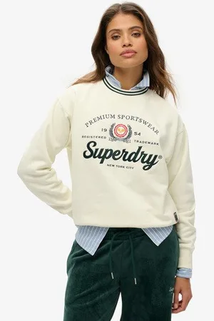Superdry Vrouwen Country Club Ruimvallend Sweatshirt met Ronde Hals Grootte: 40