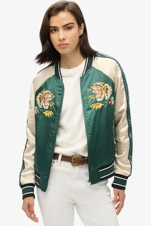 Superdry Vrouwen Sukajan Bomberjack met Borduursel Grootte: 36