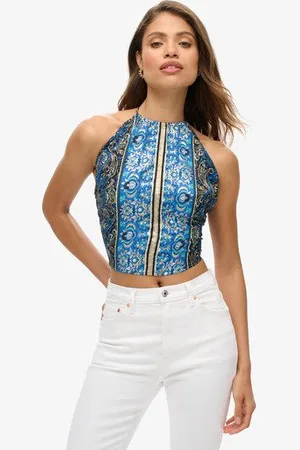Superdry Vrouwen St. Tropez Haltertop met Paisleyprint Grootte: 40